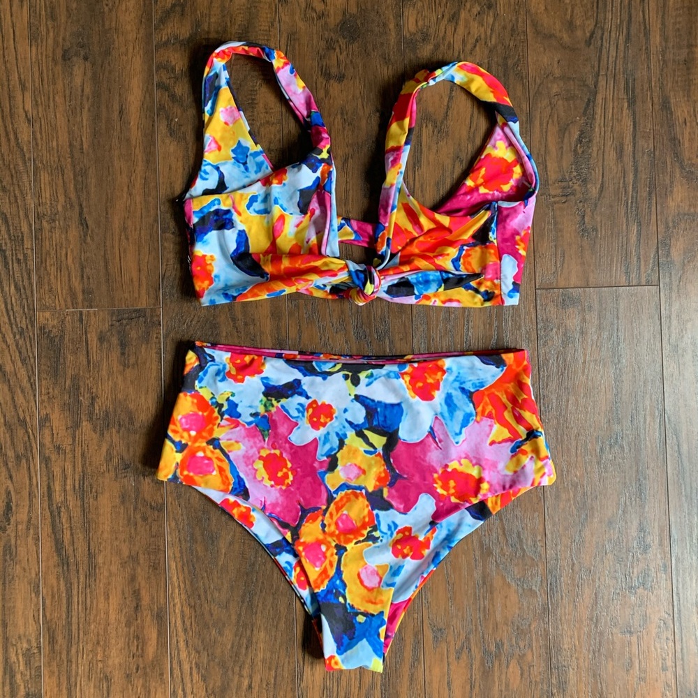 Bright print bikini swimsuit